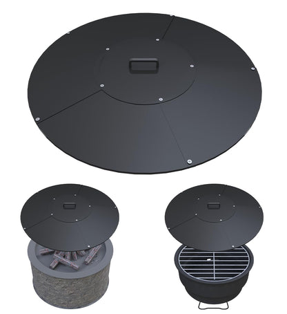 Ardier 32" Round Fire Pit Lid Fits for Bonfire Pits up to 30", Metal Cover with Handle, All-Weather Resistance Outdoor Firepit Accessory, Smokeless Fire Pit Cover for Fire Tables