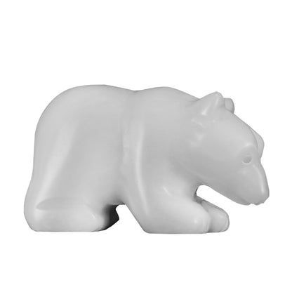 SMQ 2" Crystal Bear Statue, Natural Gemstone Handmade Figurine Sculpture, Healing Crystal Animal Stone Office Home Decor Collectibles Gift (White Jade)