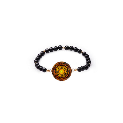 Day Day Up Natural Tiger's Eye & Black Onyx Orgone Energy Bracelet - 7 Chakra Balancing, Stretch Healing Stone Beads, Spiritual Jewelry for Protection & Wealth (Style 2)