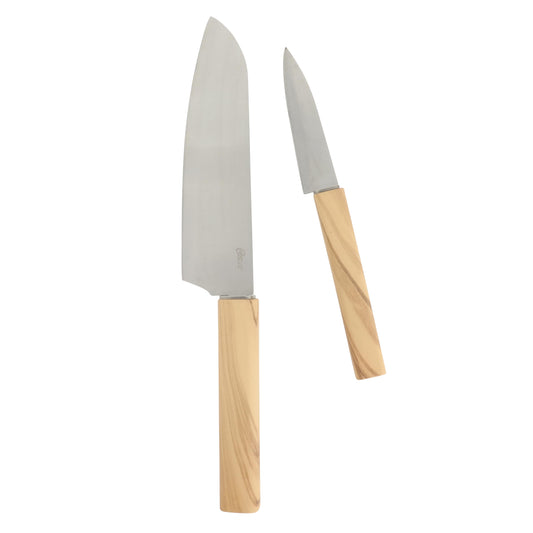 Oster Huntingfield 2 Piece Knife Set - Olive Wood Stainless Steel Chef Knife and Pairing Knife Set