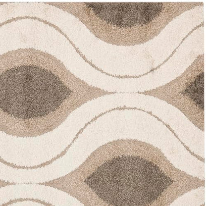 SAFAVIEH Florida Shag Collection Accent Rug - 3'3" x 5'3", Cream & Smoke, Modern Design, Non-Shedding & Easy Care, 1.2-inch Thick Ideal for High Traffic Areas in Foyer, Entryway, Bedroom (SG461-1179)