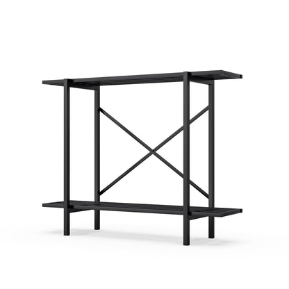 Zhongma 2 Tier Window Height Metal Sturdy Heavy Plant Stand, Narrow Plant Stand Indoor and Outdoor, L35.43 x W10.3 x H27.5 inch, 440 LBS Capacity & Heavy Duty Construction
