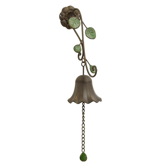 SOFFEE GARDEN Leaf Cast Iron Garden Bell with Hanging Clapper, Vintage Style Outdoor Decor for Fence, Entryway, Garden