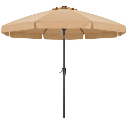 ABCCANOPY 10ft Scalloped Patio Umbrella, Outdoor Table Umbrella with Tilt and Crank, Fiberglass Ribs Deck Umbrella for Patio, Pool, Garden, Picnic (Khaki)