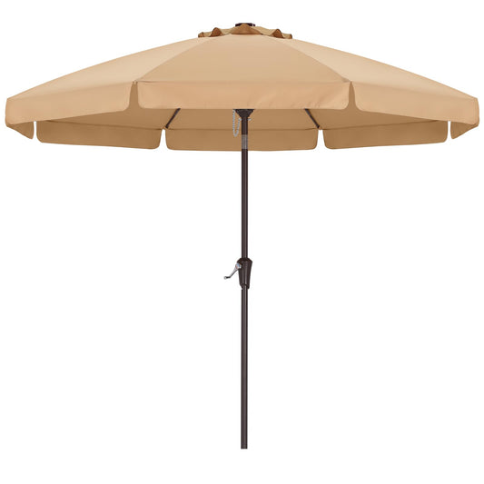 ABCCANOPY 10ft Scalloped Patio Umbrella, Outdoor Table Umbrella with Tilt and Crank, Fiberglass Ribs Deck Umbrella for Patio, Pool, Garden, Picnic (Khaki)