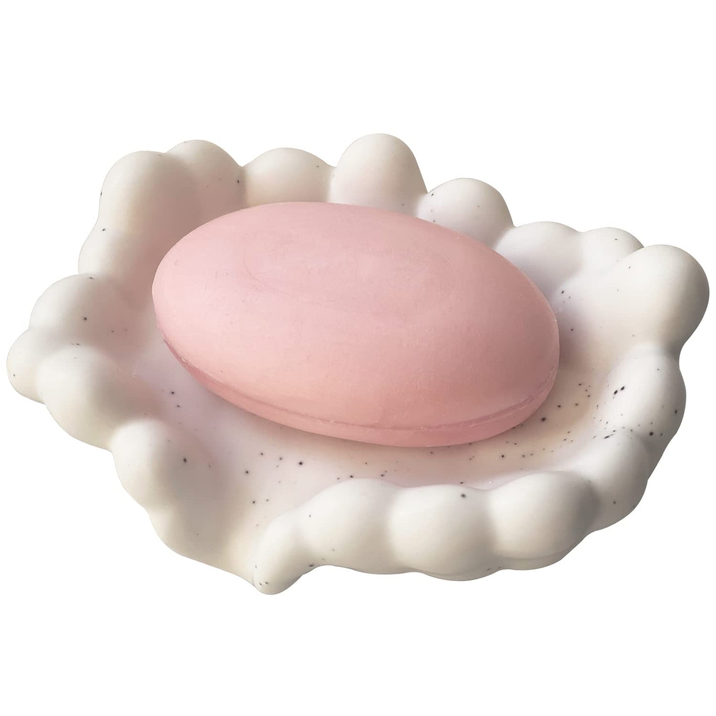 White Bathroom Soap Dish,Self Draining Soap Dish,Ceramic Soap Holder for Counter Top,Bar Soap Holder