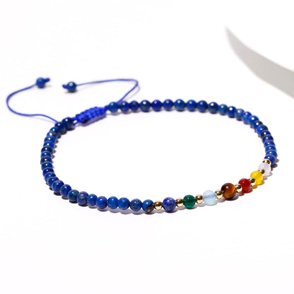 Jewever 7 Chakra Ankle Bracelets for Women Beach Foot Healing Crystals Lava Rock Essential Oils Diffuser Worry Stone Energy Balancing Meditation Yoga gifts (lapis lazuli)