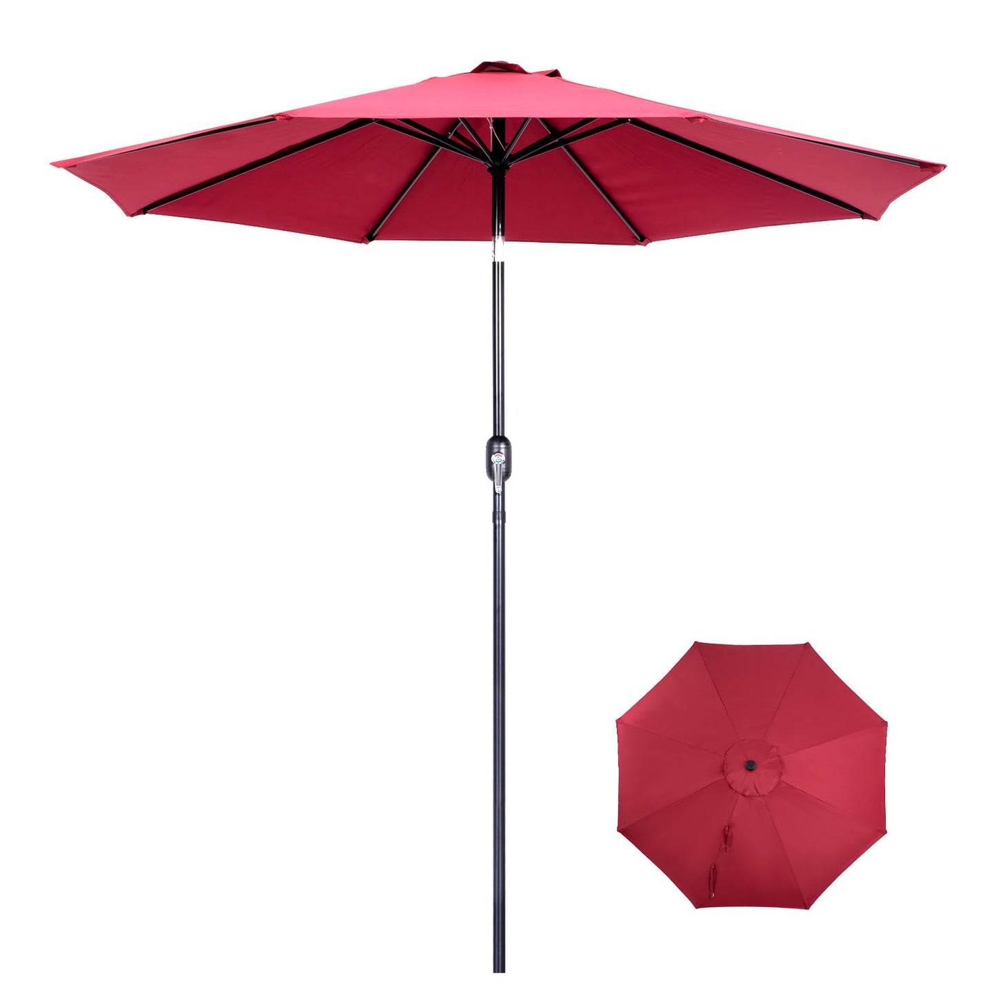 Backyard Expressions 9 ft. Patio Umbrella, Market Table Umbrella w/Tilt and Crank, 8 Ribs