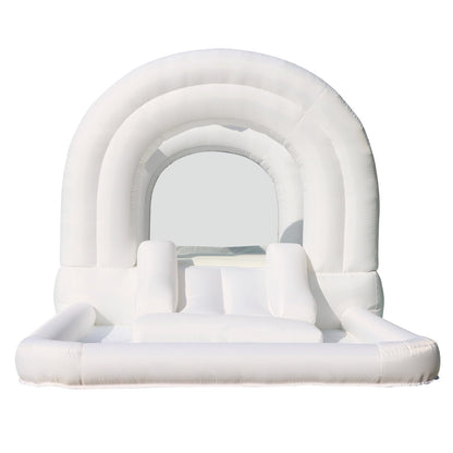 Bounceland Daydreamer Cloud Bounce House w/Ball Pit, Neutral Bouncer with Slide, 11.8 ft L x 6.9 ft W x 5.9 ft H, UL Blower Included, Basketball Hoop, 30 Pastel Plastic Balls, Trendy Bouncer for Kids
