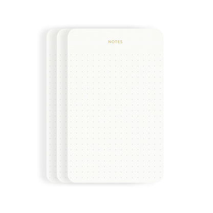 Pinesman - Elegant Desk Notepads for Professionals, Executive's Memo Pads, Minimalist, Gold Foiled, Dotted Layout, 3 Pack, 225 Sheets Total (75 Each), 6.3" x 3.9”, 80 GSM, Eco-friendly, FSC™ Certified Small Notepad