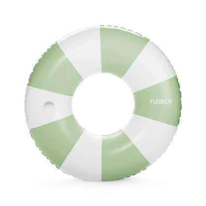 FUNBOY Giant Vintage Green Stripe Inflatable Tube Pool Float with Cup Holder 48" | Large Pool Float for Adults | Inner Tube Swimming Pool Toys Swim Rings | Pool Lounger Float for Pool Party & Summer