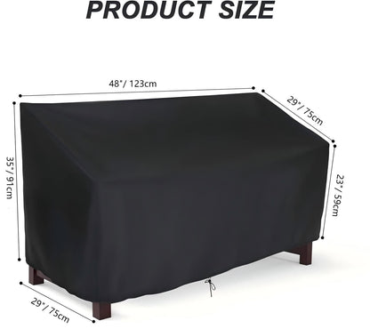 Hengme Outdoor Glider Bench Cover, Waterproof Patio Porch Loveseat Covers for Yard Rocking Swing Chair, Garden 2-Person Sofa, Black, 48" W x 29" D x 36" H