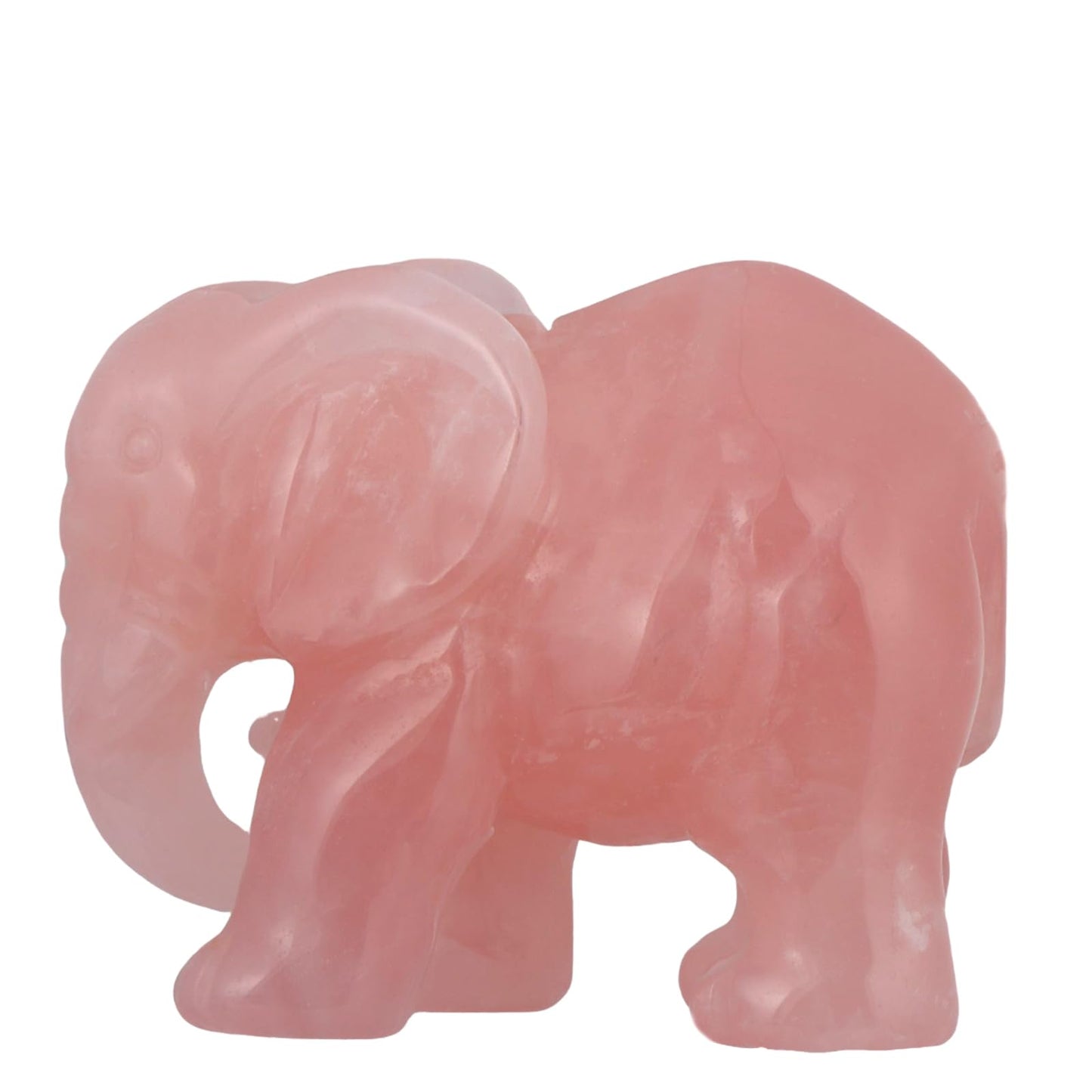 SMQ Rose Quartz Crystal Elephant Statue Decor Carved Good Lucky Pocket Small Figurine Spiritual Animal Carvings Home Office Desk Ornament Elephant Gifts for Women Adults,2"