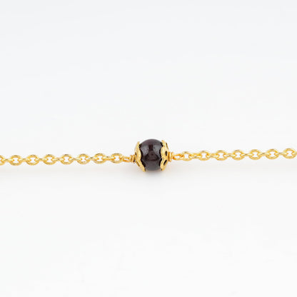 JEWEL OF ROCKS Trendsetting BLACK OBSIDIAN Anklet, Handmade Craft, Anklet Beads Bracelet, Chakra Healing Anklet, Gemstone Women Jewelry, Hypoallergenic Gold Plated Brass Anklet 9 inch+1.5"