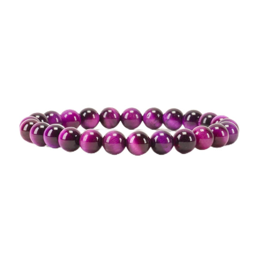 Cherry Tree Collection Purple Tiger's Eye Beaded Bracelet – Genuine 8mm Gemstone Stretch Bracelet for Men & Women – Handmade Crystal Bracelet - (Purple Tiger's Eye - S)