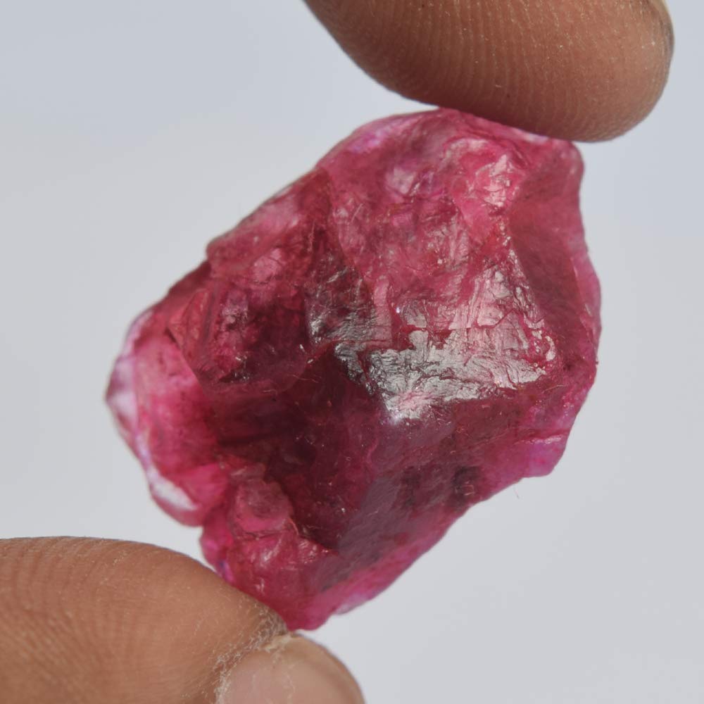 GEMHUB Untreated Raw Rough Ruby 23.00 Ct. Certified Uncut Healing Crystal Natural Red Ruby Gem