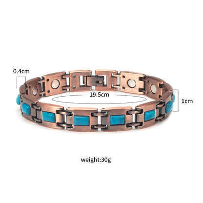 EnerCoppeX Copper Magnetic Bracelet for Women - Turquoize Detox Jewelry with 3500 Gauss Magnet (G)