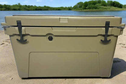 WAQUE Sports Premium Outdoor Cooler – 70 Liter Insulated Ice Chest with Heavy-Duty Handles, Leakproof Seal & UV Protection – Beige – Ideal for Fishing, Camping, Boating & Tailgating