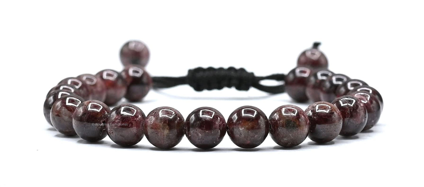 Amazing Gemstone Garnet Bracelet for Women Men's Gifts - Protection Healing Crystal Bracelet - 8mm Gemstone Beaded Adjustable Bracelet