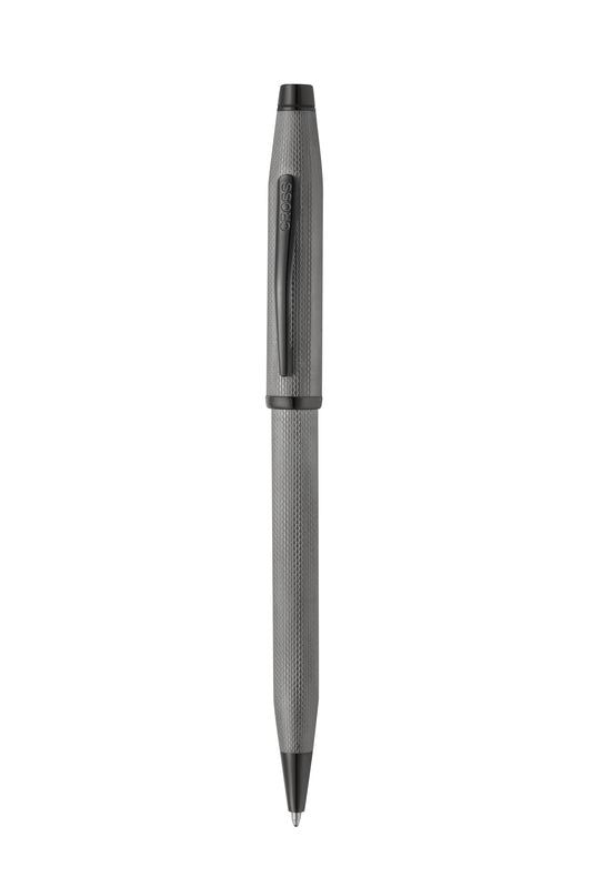 Cross A.T Century II Ballpoint Pen, Polished Slate Gray, Black Ink, Engraved Diamond Pattern, Swivel-Action in Luxury Gift Box