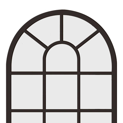 Arched Window Wall Mirror Wall Decorative Mirror Rustic Wood Acrylic Simple Wall Decor Windowpane Arch Mirror for Farmhouse, Black