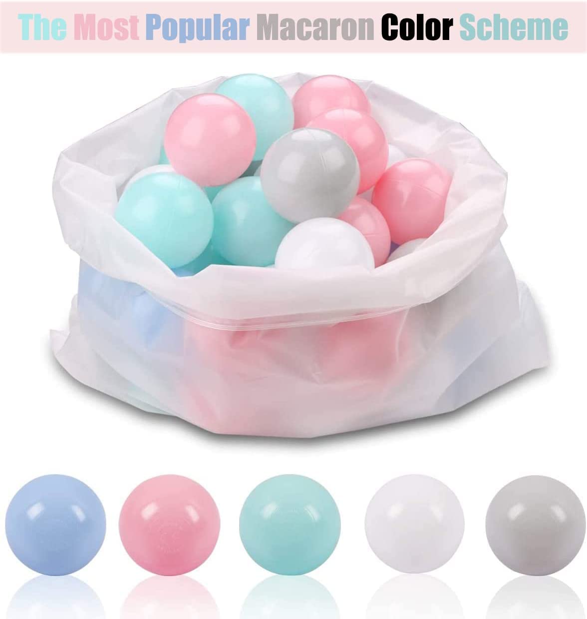 LANGXUN 50 100 200 Balls Soft Plastic Ball Pit Balls for Kids, Gift for Baby Toddler Birthday Christmas, Ball Pit Play Tent, Baby Kiddie Pool Water Toys, Party Decoration