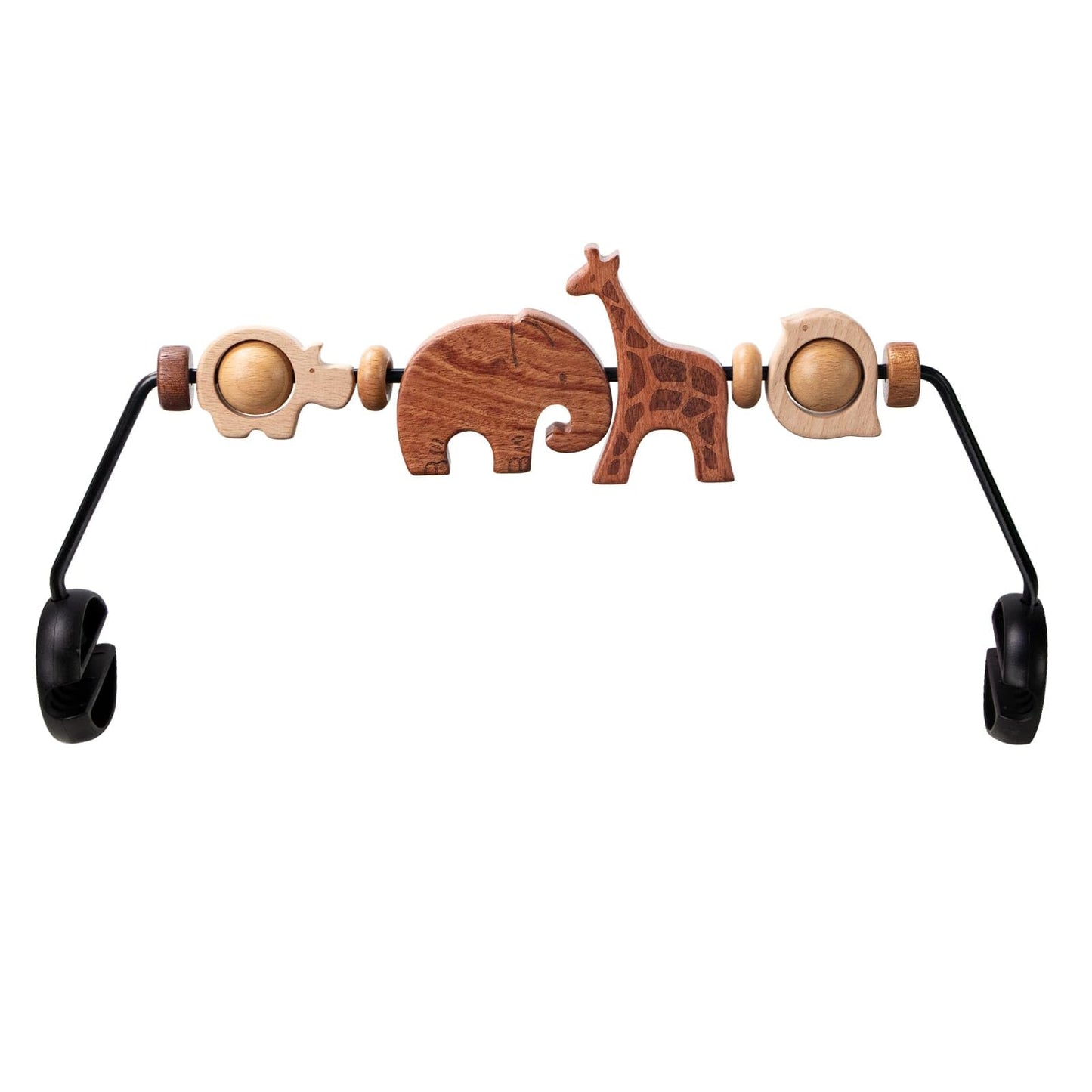 TinlyFinly Baby Bouncer Toy Bar Wooden Compatible with Baby Bjorn, Bouncer Toy Attachment Tight and Secure Fit, So Fun to Watch, Touch and Spin for Babies All Ages - Animals