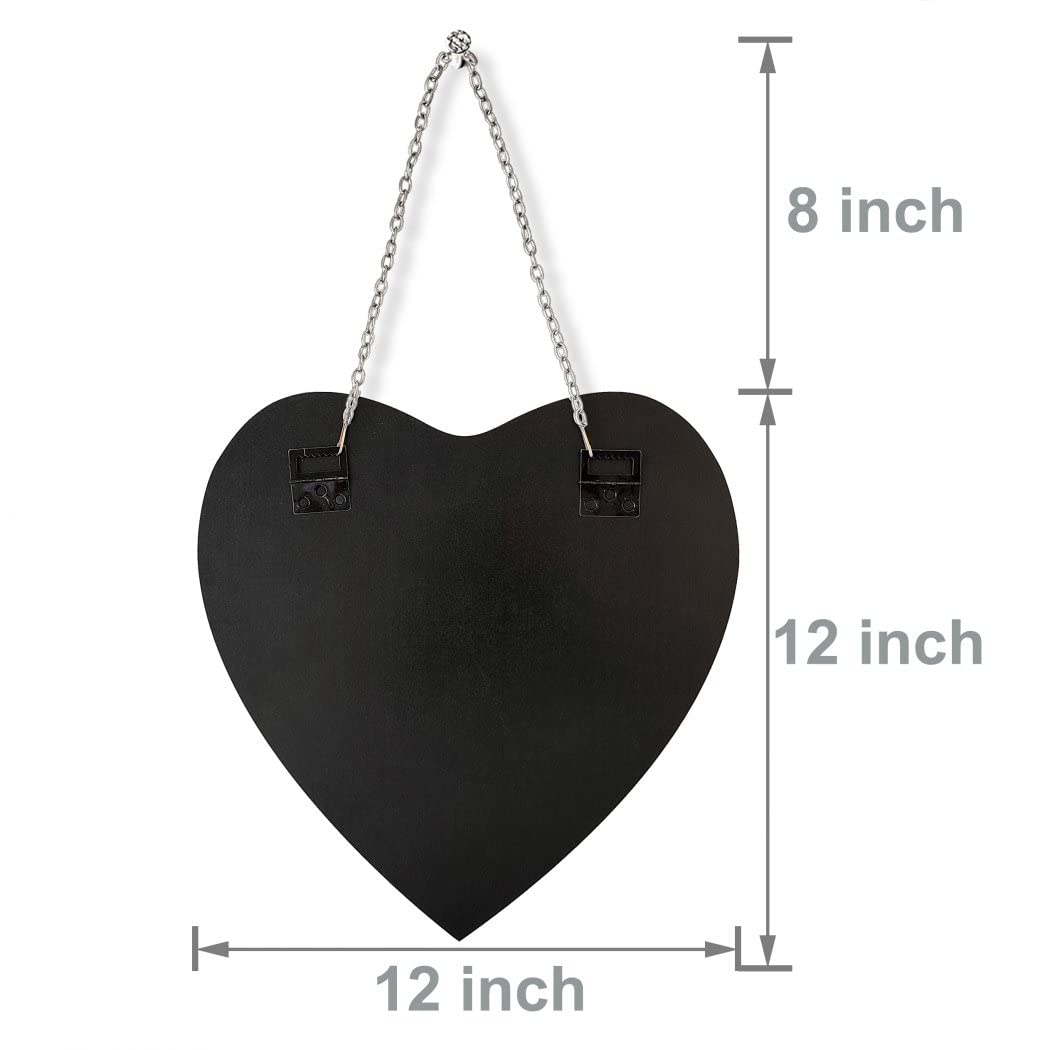 QMDECOR Heart Shaped Mirror with Iron Chain for Wall Decor 12x12 inch Wall Hang Real Glass Frameless Decorative Mirror Glam