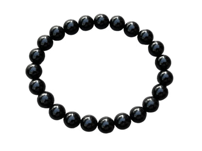 GAF TREASURES Jet Crystal Bead Bracelet 8mm, Genuine Jet Stretch Gemstone Bracelet, Healing Crystal Bracelet, Gift for Men & Women (1)