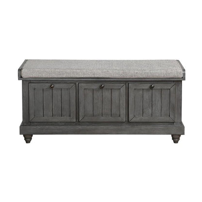 Pousutong Lexicon Woodwell Wood Storage Bench in Dark Gray
