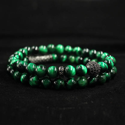 BOMAIL 8mm Tiger Eye Stone Beads Bracelet Elastic Natural Stone Yoga Bracelet for Women Men