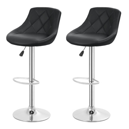 FDW Bar Stools Set of 2 Bar Stools Swivel Stool Height Adjustable Bar Chairs with Back PU Leather Swivel Bar Stool Kitchen Counter Stools Dining Chairs (Black)