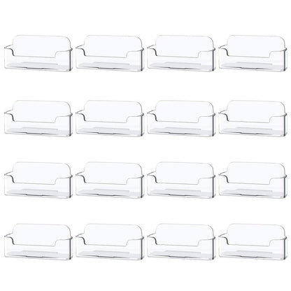 Qizpcer 16 Pack Clear Desktop Business Card Holder Display, Plastic Business Card Stand for Office