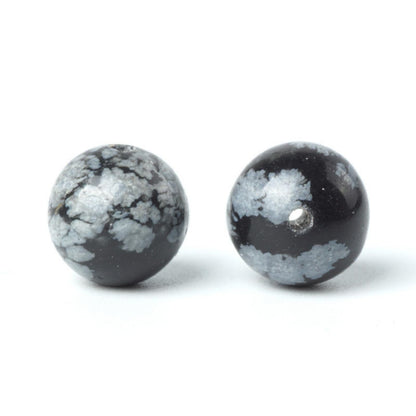 100Pcs Natural Stone 6mm Snowflake Round Loose Gemstone Energy Healing Beads Hole Size 1mm DIY Smooth Beads for Bracelet Necklace Earrings Jewelry Making