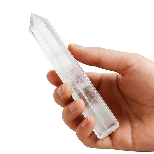 Natural Stone and Crystals Point Wand Reiki Healing Stone Rose Quartz Amethyst Home Decor Mineral Stones Crafts (5.9inch Wand White Smelting Stone)