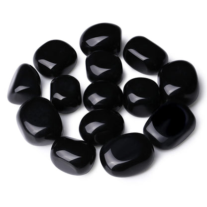 DUQGUHO Black Obsidian Natural Healing Crystals Set - Polished Tumbled Crystal Stones Bulk Irregular Pebble Stones Rocks 0.45 lbs