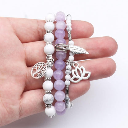 UEUC Tree of Life Yoga Healing Stone Bracelets,Multilayer Lotus Chakra Stone Reiki Bracelet Sets,Anxiety Crystal Natural Stone,for Women Stress Relief(#169)