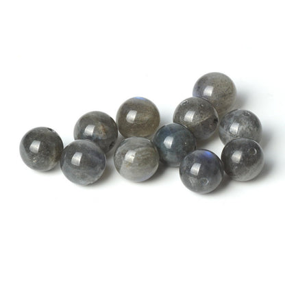 100Pcs Natural Stone 6mm Grey Moonstone Round Loose Gemstone Energy Healing Beads Hole Size 1mm DIY Smooth Beads for Bracelet Necklace Earrings Jewelry Making