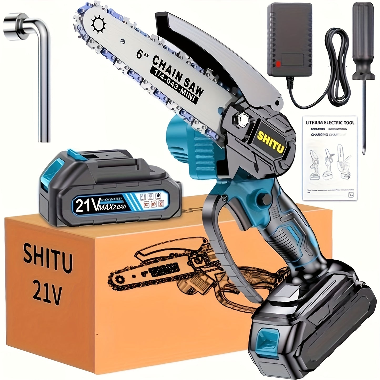Mini ChainsawCordless, Lightweight & Portable Handheld Electric Tree Cutter with Splash Guard, Security Lock, Optional Rechargeable Battery, And Safe Trimming for Quick Cutting Of Tree Branches, Courtyard, Household, And Garden, Gifts for Man.pruning