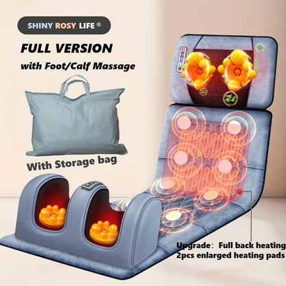 Full Body Massage Pad, 10-zone Wave Vibration, Kneading Massage Pillow, Foot Calf Massage, Back Hot Compress, Storage Bag Included. Mother's Day Gift, Fathers Day Gif