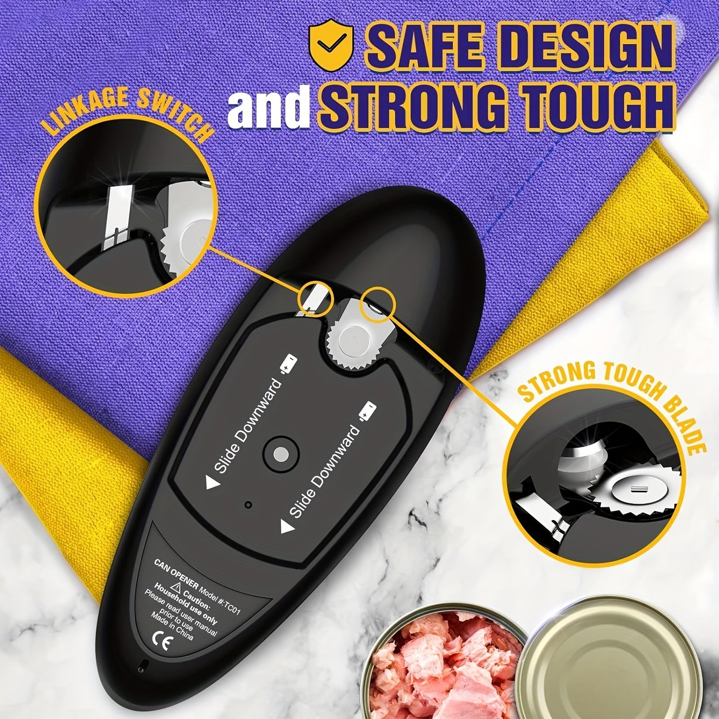One-Touch Automatic Electric Can Opener with One-Touch Operation & Smooth Edge Safety - Compact Battery-Powered (AA) Design for Arthritis & Seniors, Ergonomic Easy-Grip Lever, Effortless Opening for Limited Dexterity, Ideal Easter Gift for Elderly &