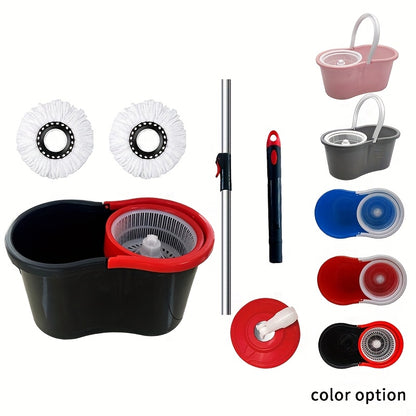 Set of 2 Microfiber Spin Mops with a Bucket And Dual Mop Heads Featuring a 360° Wringer for Self-Wringing.
