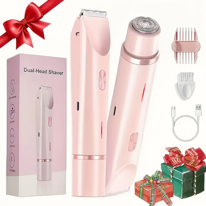 [2in 1 Bikini Trimmer] 2in 1 Rechargeable Bikini Trimmer for Women | Painless Body Razors And Facial Hair Remover for Bikini Leg Body Face Underarm, Cordless Body Shaver for Trip, Replaceable Lady Facial Razor, Mother& New Year's Day Gifts