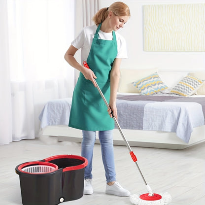 Set of 2 Microfiber Spin Mops with a Bucket And Dual Mop Heads Featuring a 360° Wringer for Self-Wringing.