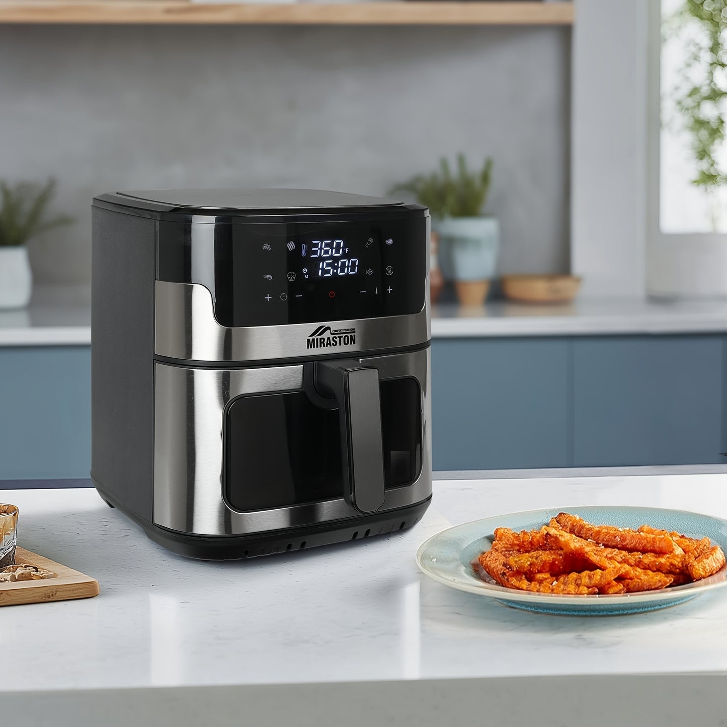 8.5QT/3.6QT Air Fryer, Upgraded Large Capacity Suitable For 5-6 People, Smart Touch Screen For Easy Operation With 8 Preset Functions, Non-stick Coating For Easy Cleaning, Kitchen Accessories, Toaster Oven, Deep Fryer, Air Fryers, Kitchen