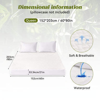 1pc Waterproof Quilted Fitted Sheet - Soft, Breathable & Durable Mattress Protector, Polyester &Bamboo Material, No Pillowcases Included, Waterproof Bedding | Modern Bedroom Decor | Pu Waterproof Layer, Mattress Protector Waterproof