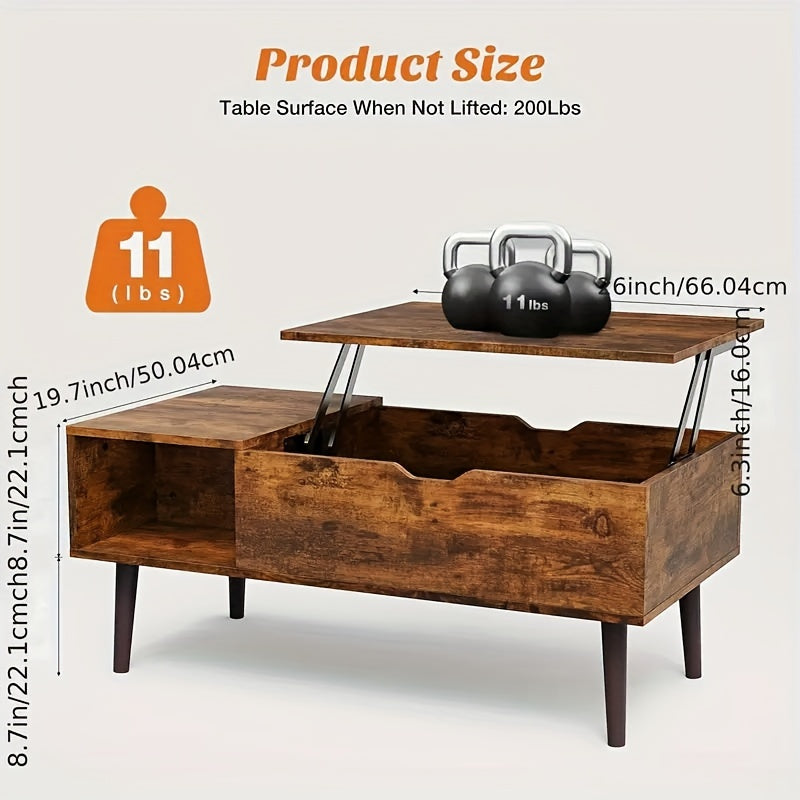 Versatile Lift Top Small Rising Wooden Dining Center Table - Elegant Black Coffee Table For Living Room - With Storage Shelf And Hidden Compartment, Ideal For Organizing And Enhancing Your Living Space