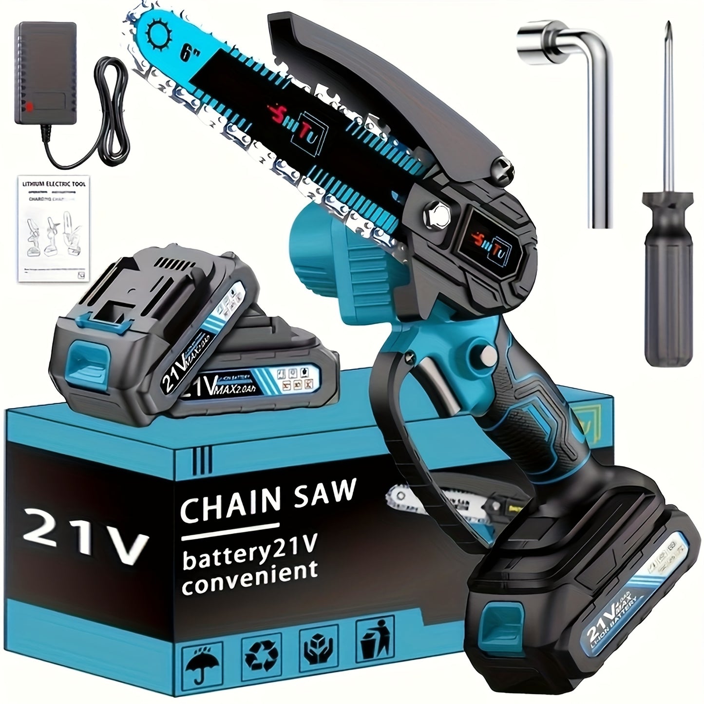 Mini ChainsawCordless, Lightweight & Portable Handheld Electric Tree Cutter with Splash Guard, Security Lock, Optional Rechargeable Battery, And Safe Trimming for Quick Cutting Of Tree Branches, Courtyard, Household, And Garden, Gifts for Man.pruning