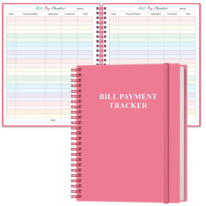 Bill Tracker Notebook - Monthly Bill Organizer & Planner for Personal Budgeting Financial, Monthly Bill Payment Checklist, 8.5" x 11", Pink