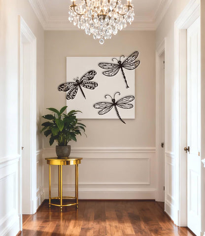 Large 14.56" Dragonflies Metal Wall Decor - 3 Pack Rust-Proof Garden Art Dragonfly Wall Hanging Sculpture for Outdoor & Indoor Yard Fence Outside Decorations - Insects Gift for Women & Nature Lovers